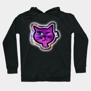 Cosmos Sparkle Winking Cat Nostalgia Design Hoodie